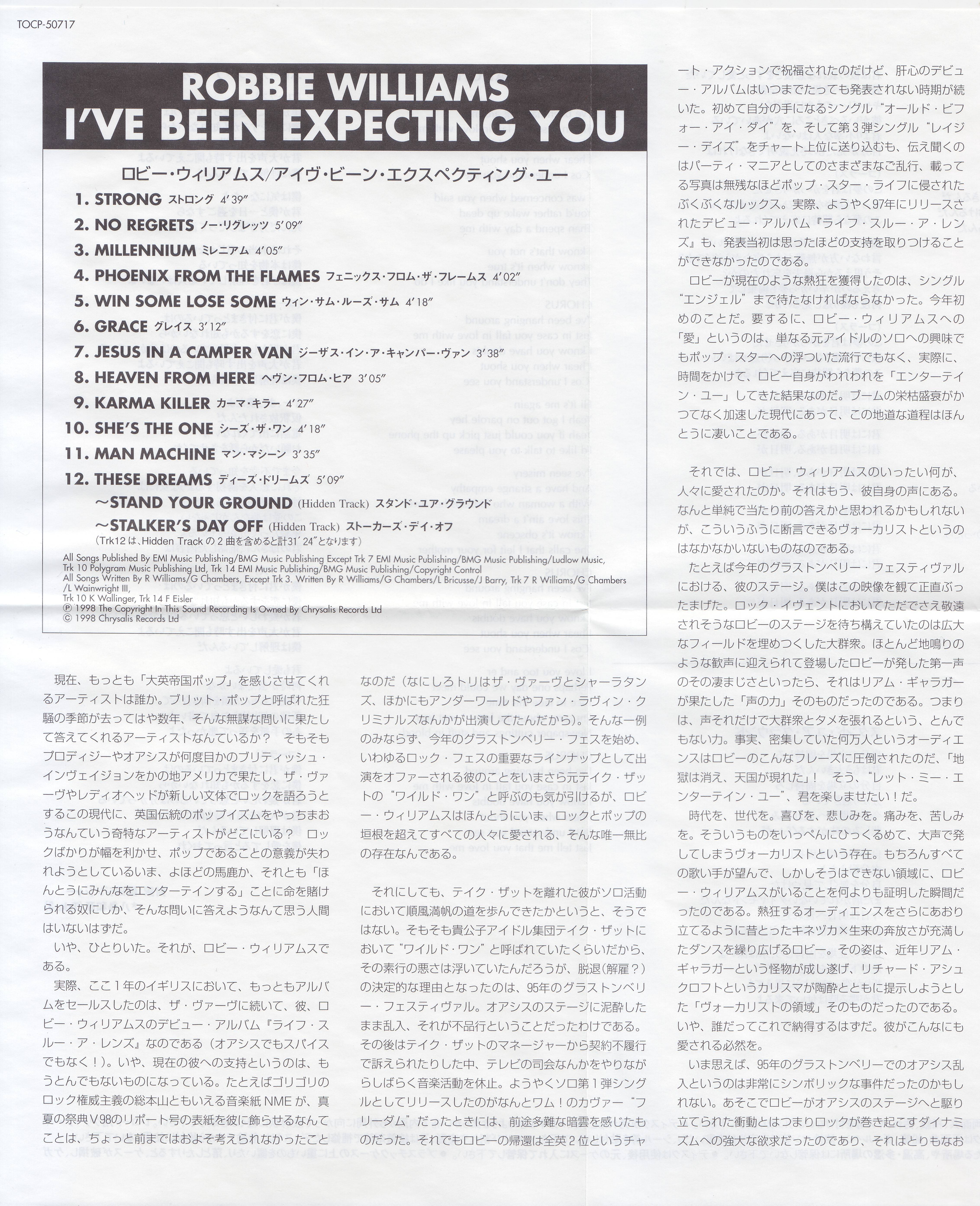 Robbie Williams  Ive Been Expecting You : Booklet 1 JPN
